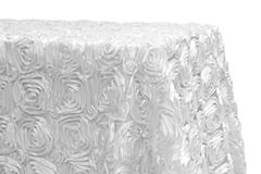 Picture of Table Cloth 90X132 - White (Satin Rosette Rectangle)
